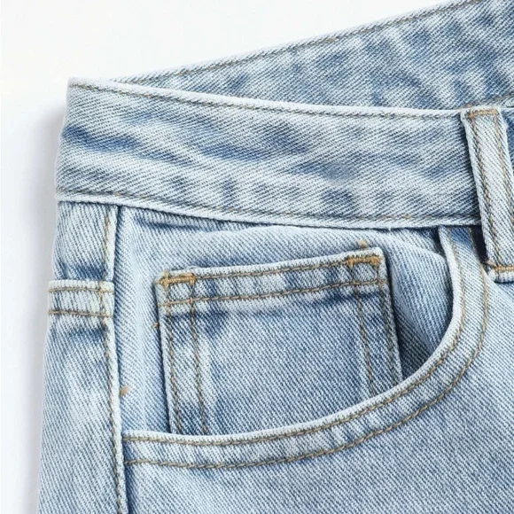 Cider | NWT Blue Denim Basic Ripped Distressed High Waist 5 Pocket Jeans XS - Picture 9 of 14